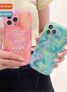 ins blue pink halo English apple 13promax wave edge iPhone 1