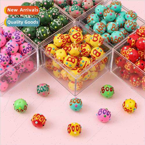 14mm straight hole colorful hand-painted letters Booi glaze