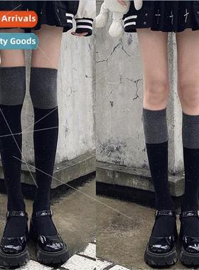 Colorblocking socks female ins hundreds of fall  black and g