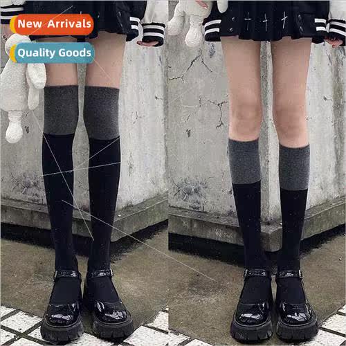 Colorblocking socks female ins hundreds of fall  black and g