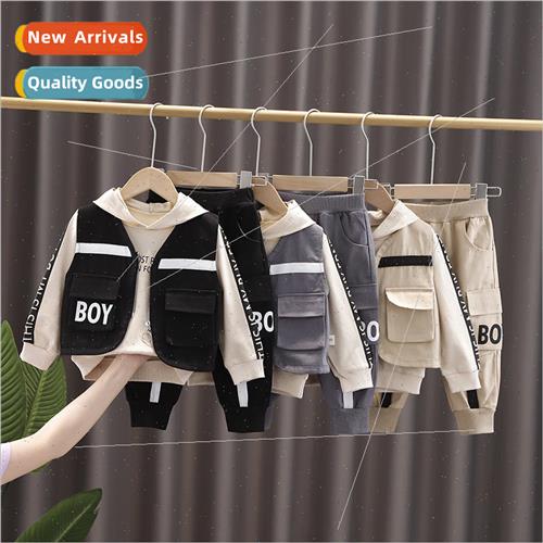 Boys suit fashion three-piece round neck pullover long-sleev