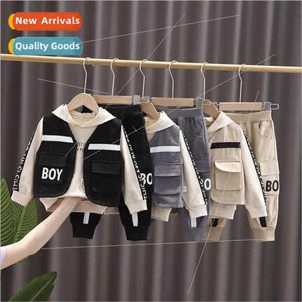Boys suit fashion three-piece round neck pullover long-sleev
