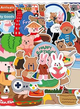 50 Korean ins  high value bear stickers waterproof laptop tr