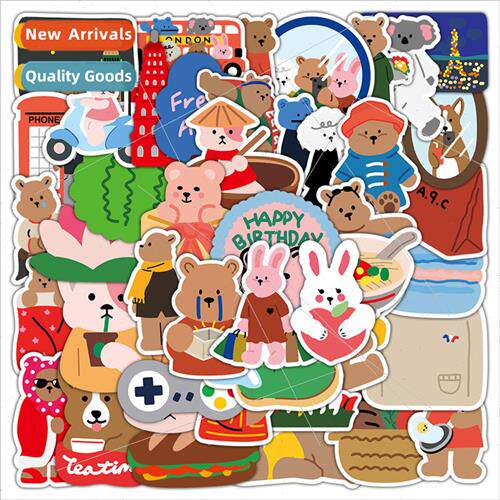 50 Korean ins  high value bear stickers waterproof laptop tr