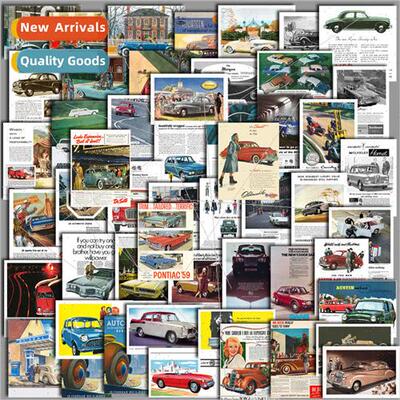 50 Retro Car Poster Cartoon ggage Stickers Laptop Stickers W