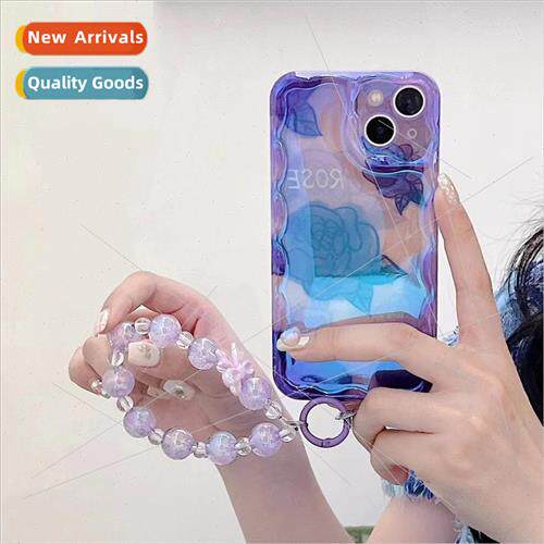 Korean wind ins blue light purple flowers 适用 14ProMax new