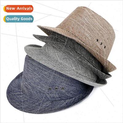 Summer mens linen bowler hat middle-aged cowboy hat outdoor