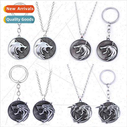 Game  wizard keychain wolf head necklace demon hunter pendan