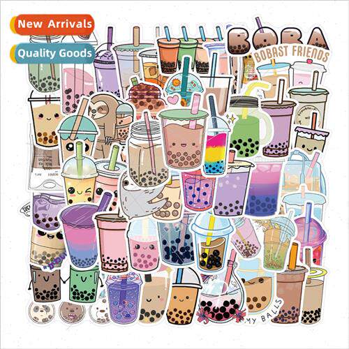 50 new pearl milk tea graffiti stickers decorative luggage m