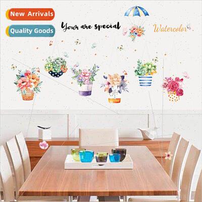 SK9325 cartoon potted plants hanging basket stickers bedroom