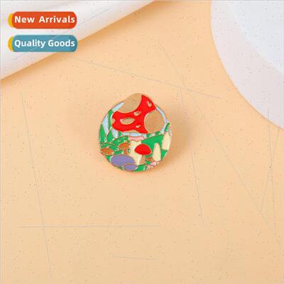 Round Geometric Badge Red Mushroom Poison Mushroom Metal Bad