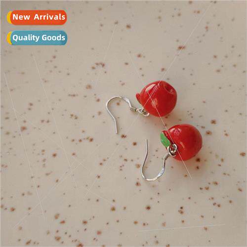Geun  cute little apple fruit earrings fun girl heart quirky