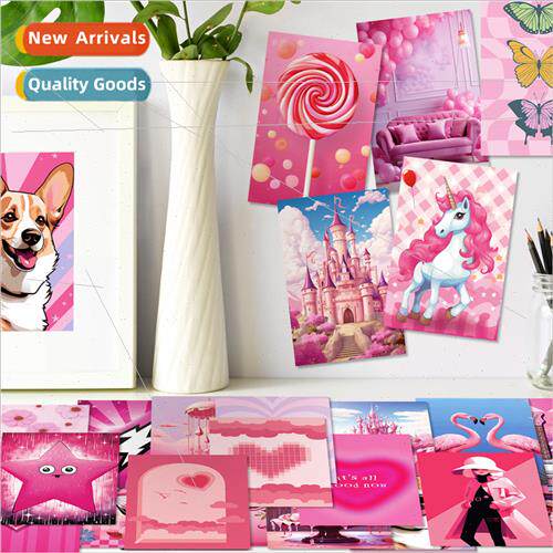 50 Pink Mixed Wall Decor Cards Cute Cure Postcards Holiday G