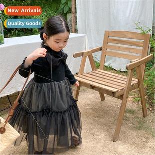 fall new mesh 2022 dress girls bow Korea temperament