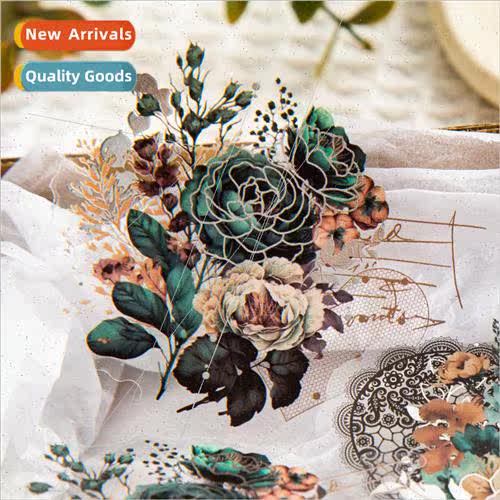 PET hot silver stickers lace feast series light vintage flor