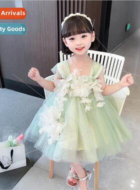 Girls dress summer halter princess dress flower fairy 适用ei