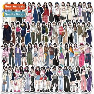 girl wear stickers computer mocha luggage wate repeating