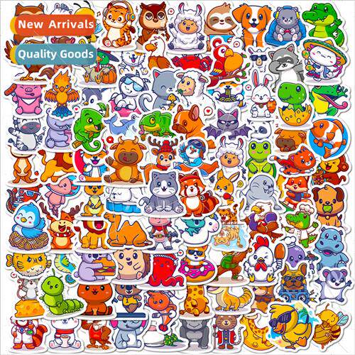 100 small size 4cm hippopotamus animal stickers luggage cat