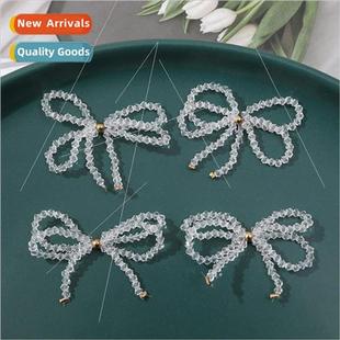 double crystal weaving fresh bead handmade sweet diy ins bow