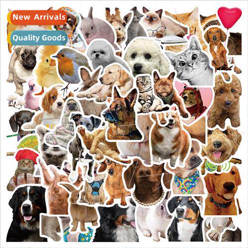 52 cartoon animal puppy doodle handbook stickers luggage gui
