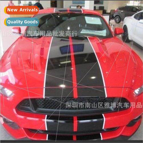 D-62815-17mustang modified racing stripes car hood sticker