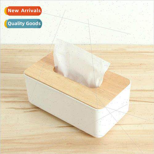 Household wooden cover plastic tissue box simple desktop rem