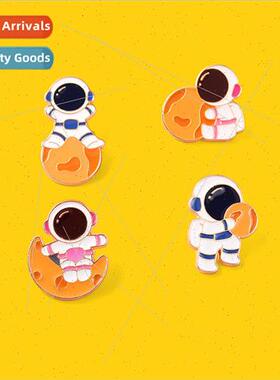 Astronaut moon badge cute couple a pair of corsage bag pin u