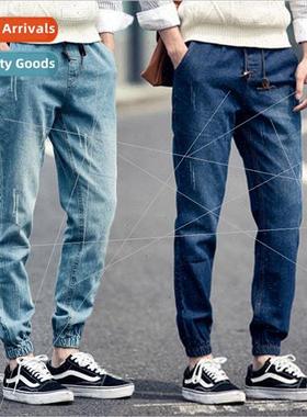 Mens jeans drawstring harem pants teenagers loose jeans fall