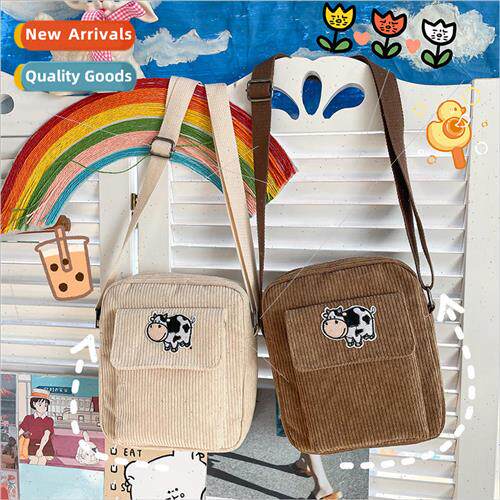 Cute cow striped velvet small bag new fashion soft girl shou