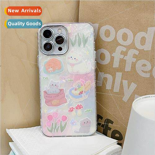 Cartoon cute flowers cat shell pattern 适用 iPhone 13/14P ph