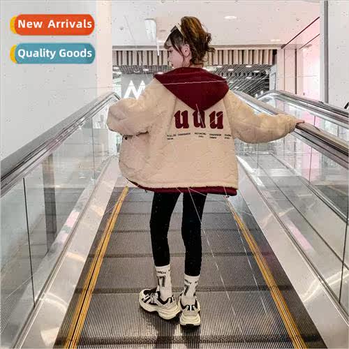 Girls two-sided wear jacket thickened fall and winter 2023 n