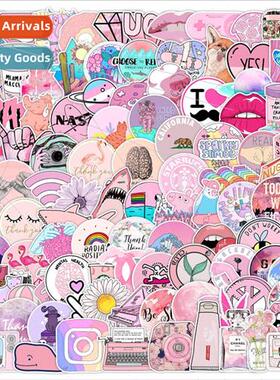 103 pcs of girls pink color system graffiti stickers skatebo