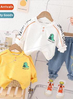 Infant spring two-piece boys lapel shirt spring and fall sui