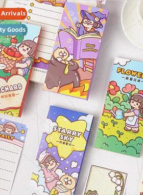 Small potato cute cartoon girl folding sticky notes student