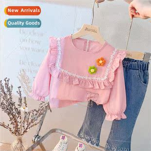 Girls Fall Set 2022 Autumn Childrens Long Sleeve Lace Top Ba