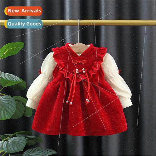 2774 girls padded skirt dress 适用eign- childrens dress wint