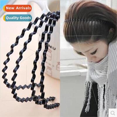 Unisex Wavy Hairband Black Face Wash Hairband Metal mple Stc