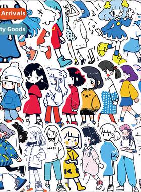 50 cute sketch girl graffiti decorative stickers phone case