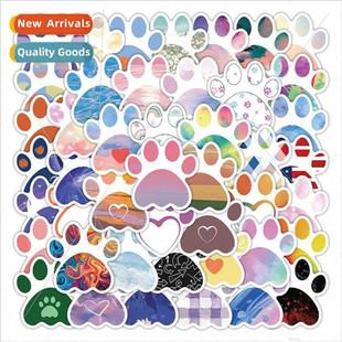 dog paw graffiti decorative colorful stickers lug cartoon