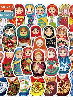 50 new Russian nesting dolls stickers cute little toys decor