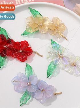 Ancient  hanfu headdress double flowers glazed petals bouque