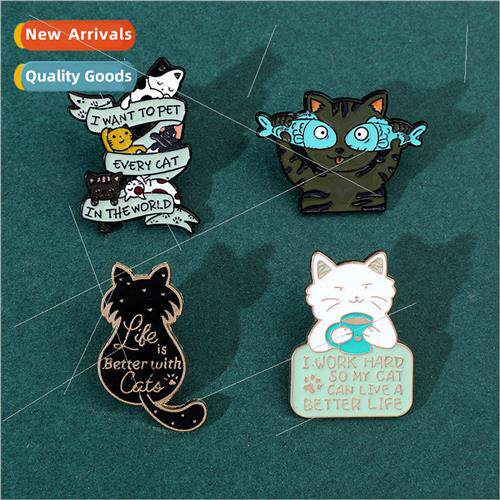 Cute cartoon cat brooch creative personality funny kitten al