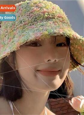 Summer Hyunya wind straw hat woven colorful sun hat seaside