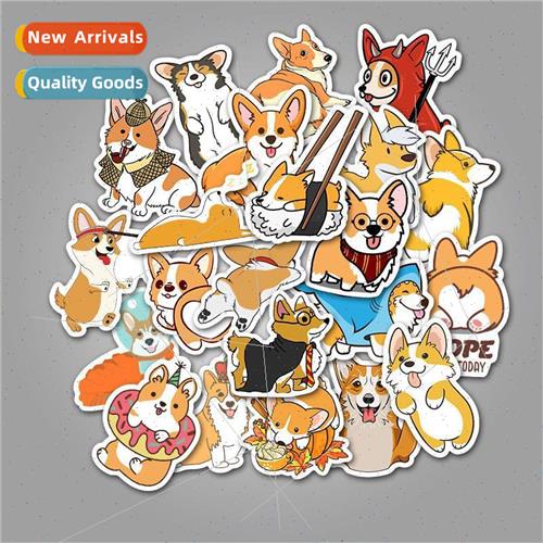 50 not repeated cute cute pet dog corgi stickers trolley cas