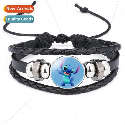 Animated Movie Star Baby Stitch Time Gem Cowhide Bracelet St