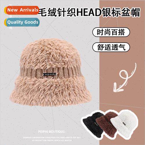 Hat female winter warm plush HEAD silver label basin hat ver