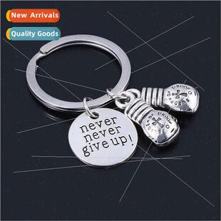 never never give up boxing gloves keychain letters pendant c