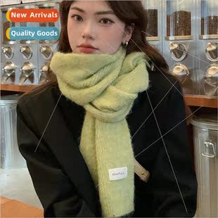 winter green Korean female knitted scarf patch ins solid col
