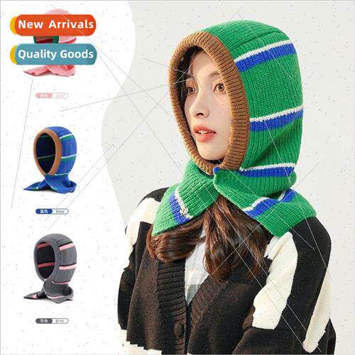 Korean  of the fall and winter loose striped knitted hat fem