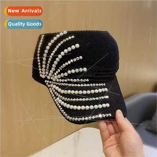 Hat female pearl rhinestone hollow top hat summer outing ver